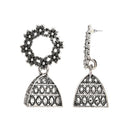 Etnico Traditional Stylish Fancy Silver Oxidised Afghani Jhumka Earrings Combo For Women