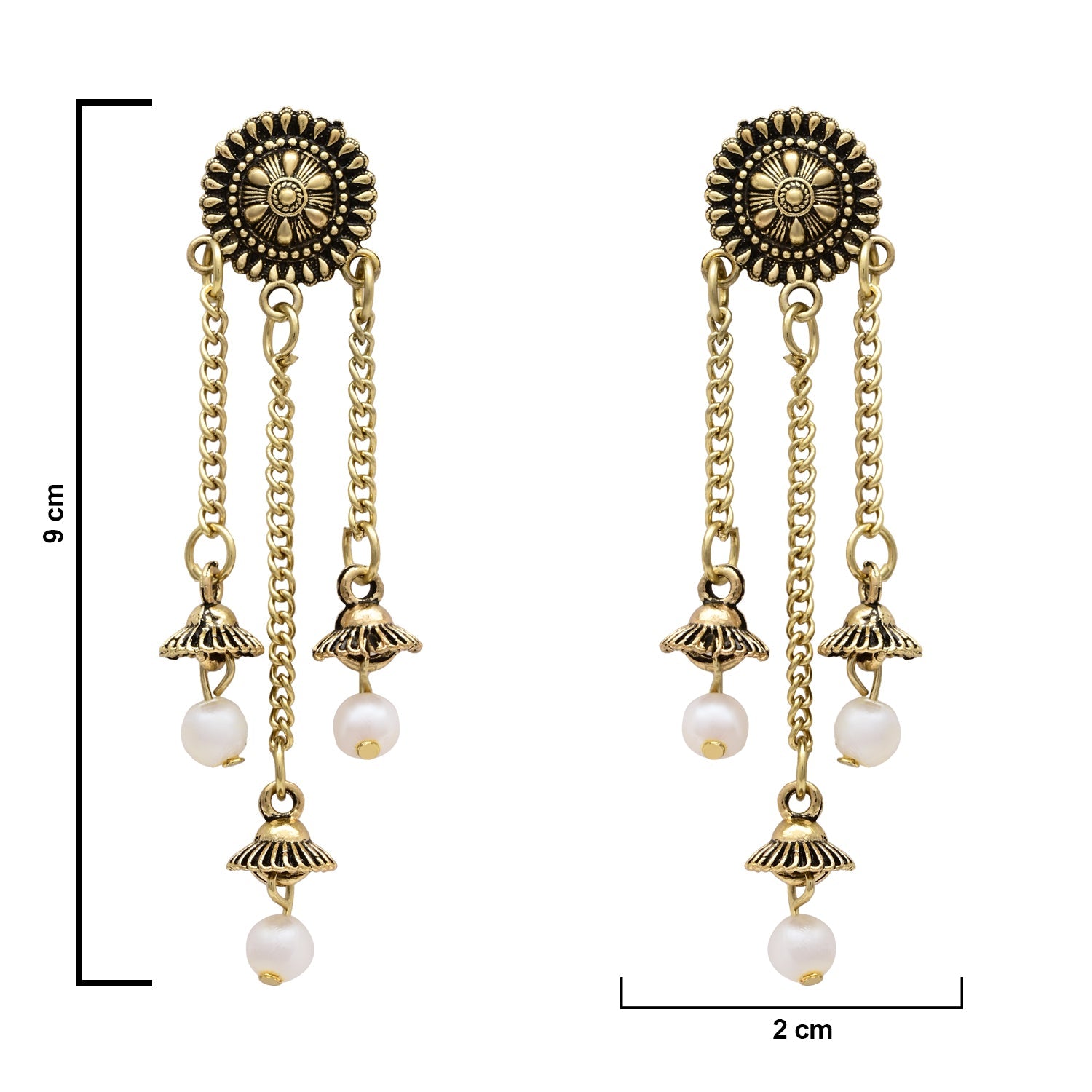 Etnico Traditional Lightweight Multi Layered Dangle Jhumka Earrings For Women
