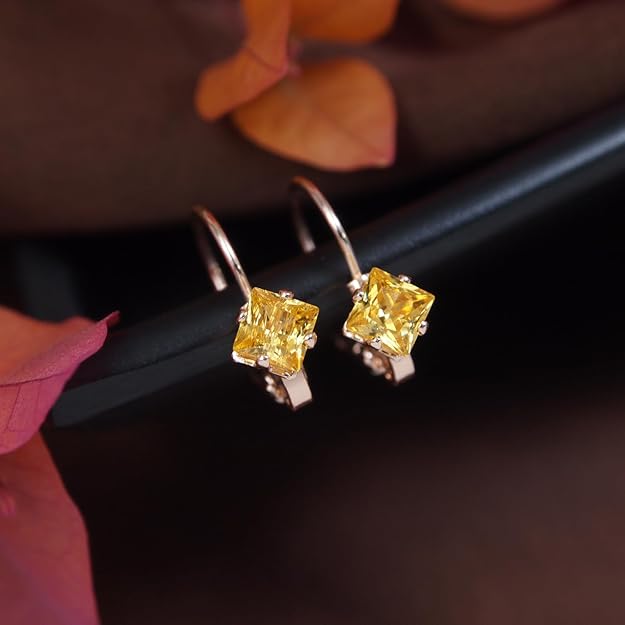 Etnico Silver Plated Trillion-Cut Lever back Drop Small Fancy Earrings For Women