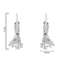 Etnico Silver Plated Trillion-Cut Lever back Drop Small Fancy Earrings For Women