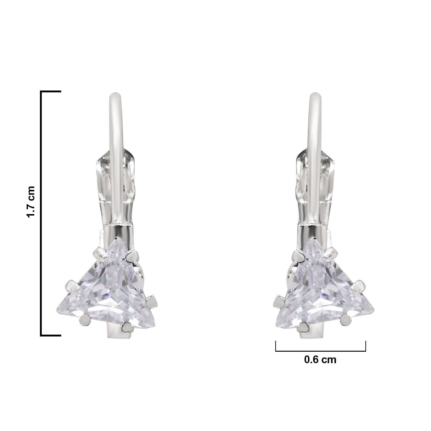 Etnico Silver Plated Trillion-Cut Lever back Drop Small Fancy Earrings For Women