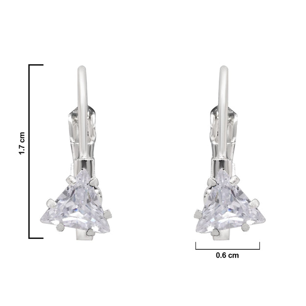 Etnico Silver Plated Trillion-Cut Lever back Drop Small Fancy Earrings For Women