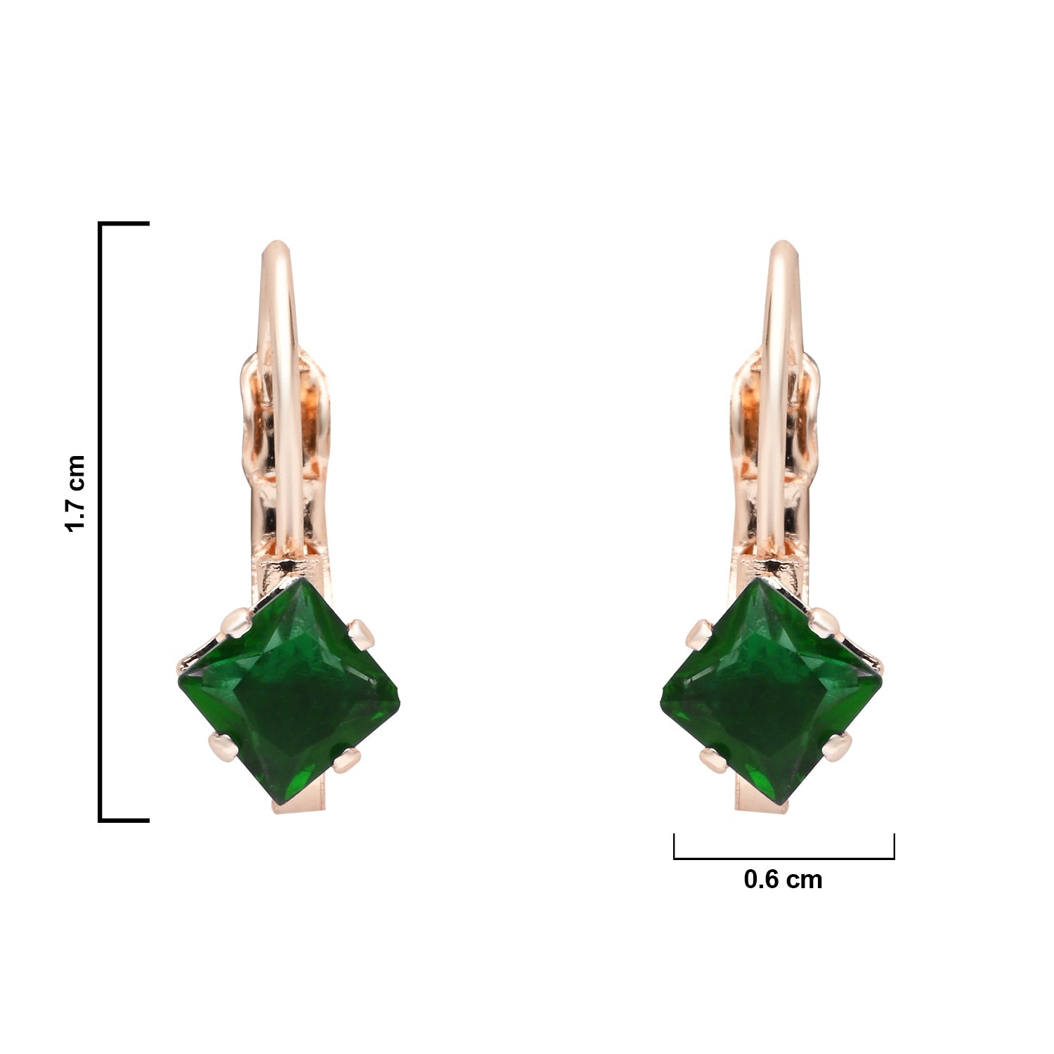 Etnico Rose Gold Plated Square-Cut Lever back Drop Small Fancy Earrings For Women