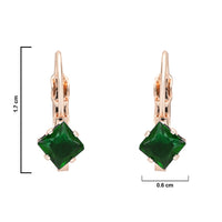 Etnico Rose Gold Plated Square-Cut Lever back Drop Small Fancy Earrings For Women
