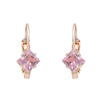 Etnico Rose Gold Plated Square-Cut Lever back Drop Small Fancy Earrings For Women