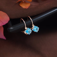 Etnico Rose Gold Plated Square-Cut Lever back Drop Small Fancy Earrings For Women  