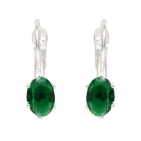 Etnico Silver Plated Oval-Cut Lever back Drop Small Fancy Earrings For Women