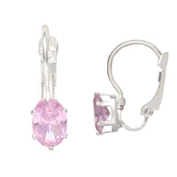 Etnico Silver Plated Oval-Cut Lever back Drop Small Fancy Earrings For Women