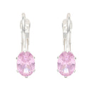 Etnico Silver Plated Oval-Cut Lever back Drop Small Fancy Earrings For Women