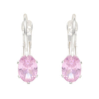 Etnico Silver Plated Oval-Cut Lever back Drop Small Fancy Earrings For Women