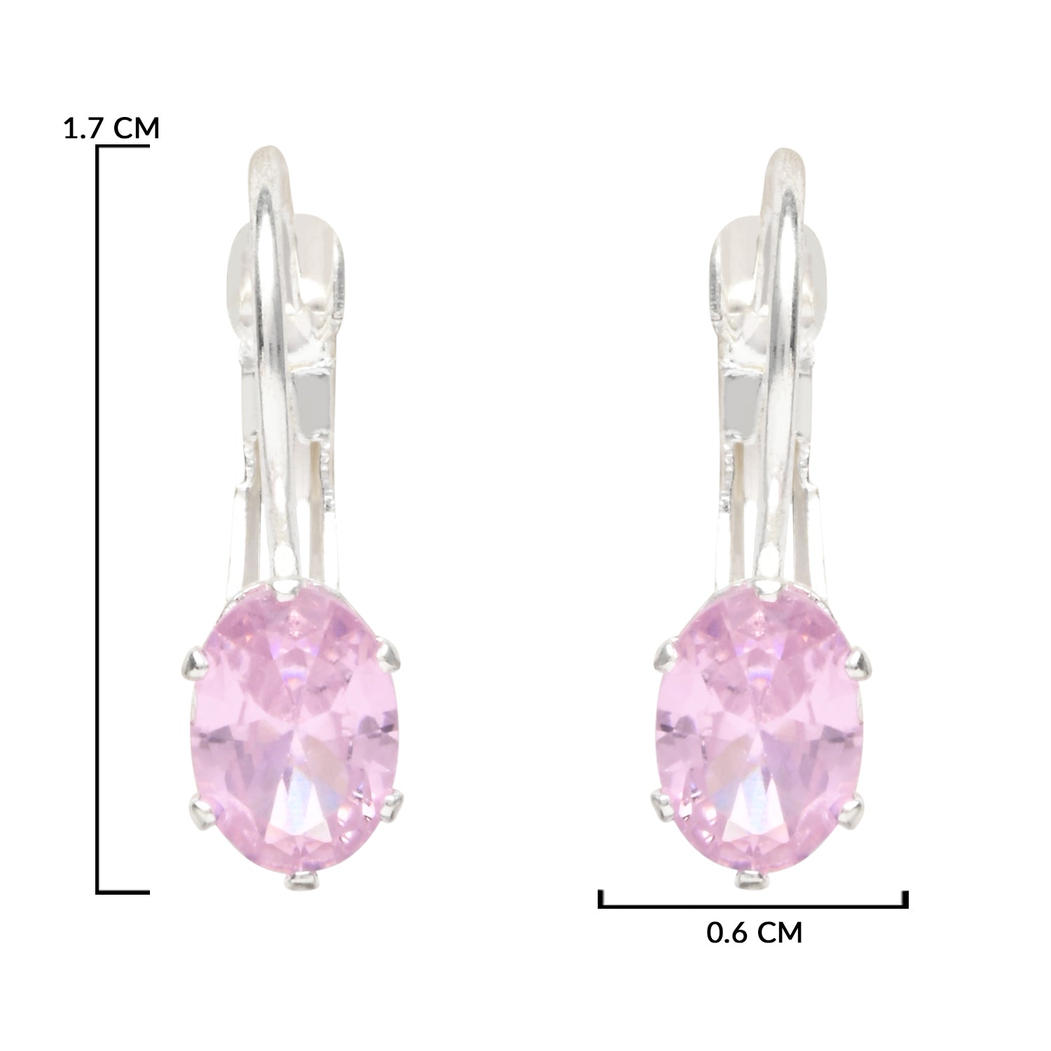 Etnico Silver Plated Oval-Cut Lever back Drop Small Fancy Earrings For Women