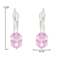 Etnico Silver Plated Oval-Cut Lever back Drop Small Fancy Earrings For Women