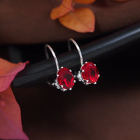 Etnico Silver Plated Oval-Cut Lever back Drop Small Fancy Earrings For Women