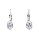 Etnico Silver Plated Oval-Cut Lever back Drop Small Fancy Earrings For Women