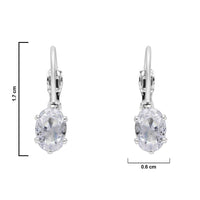 Etnico Silver Plated Oval-Cut Lever back Drop Small Fancy Earrings For Women