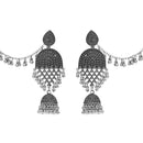 Etnico Silver Oxidised Traditional Jhumka Hair Chain/Ear chain Accessories with Hook For Women