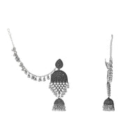 Etnico Silver Oxidised Traditional Jhumka Hair Chain/Ear chain Accessories with Hook For Women