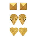 Etnico Gold Plated 3 different Design Lightweight Studs Earrings Combo For Women