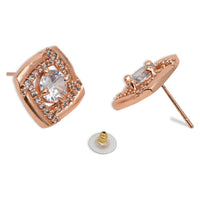 Etnico Latest Stylish Rose Gold Plated CZ American Diamond Stud Earrings For Women