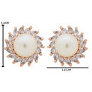 Etnico Latest Stylish Rose Gold Plated CZ American Diamond Stud Earrings For Women