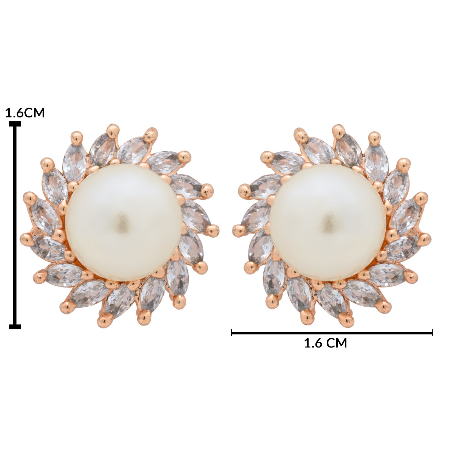 Etnico Latest Stylish Rose Gold Plated CZ American Diamond Stud Earrings For Women