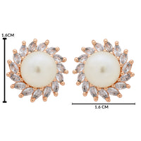Etnico Latest Stylish Rose Gold Plated CZ American Diamond Stud Earrings For Women