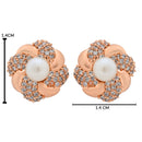 Etnico Latest Stylish Rose Gold Plated CZ American Diamond Stud Earrings For Women