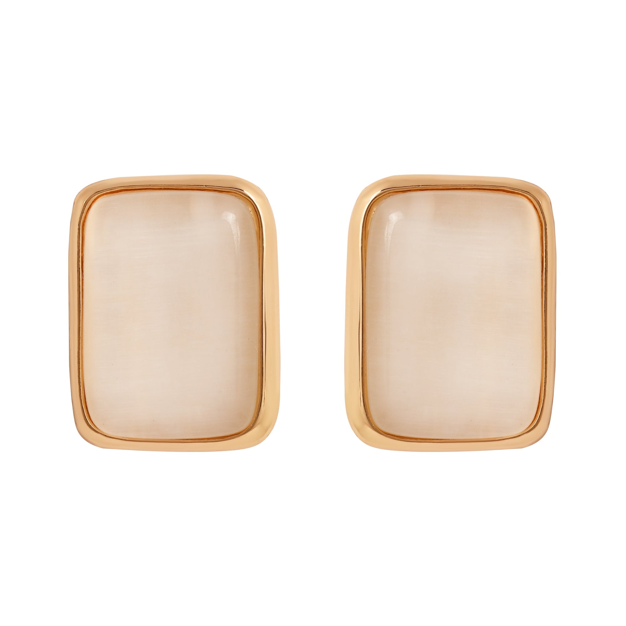Etnico Mother of Pearl Radiance Stud Earrings with Refined Gold Plated Frame