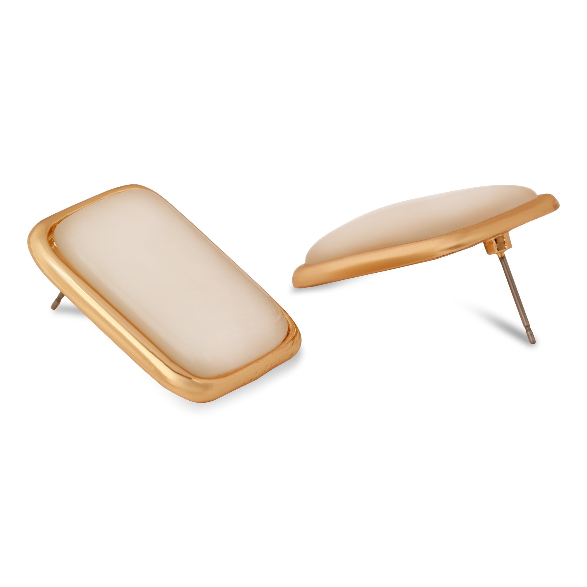 Etnico Mother of Pearl Radiance Stud Earrings with Refined Gold Plated Frame