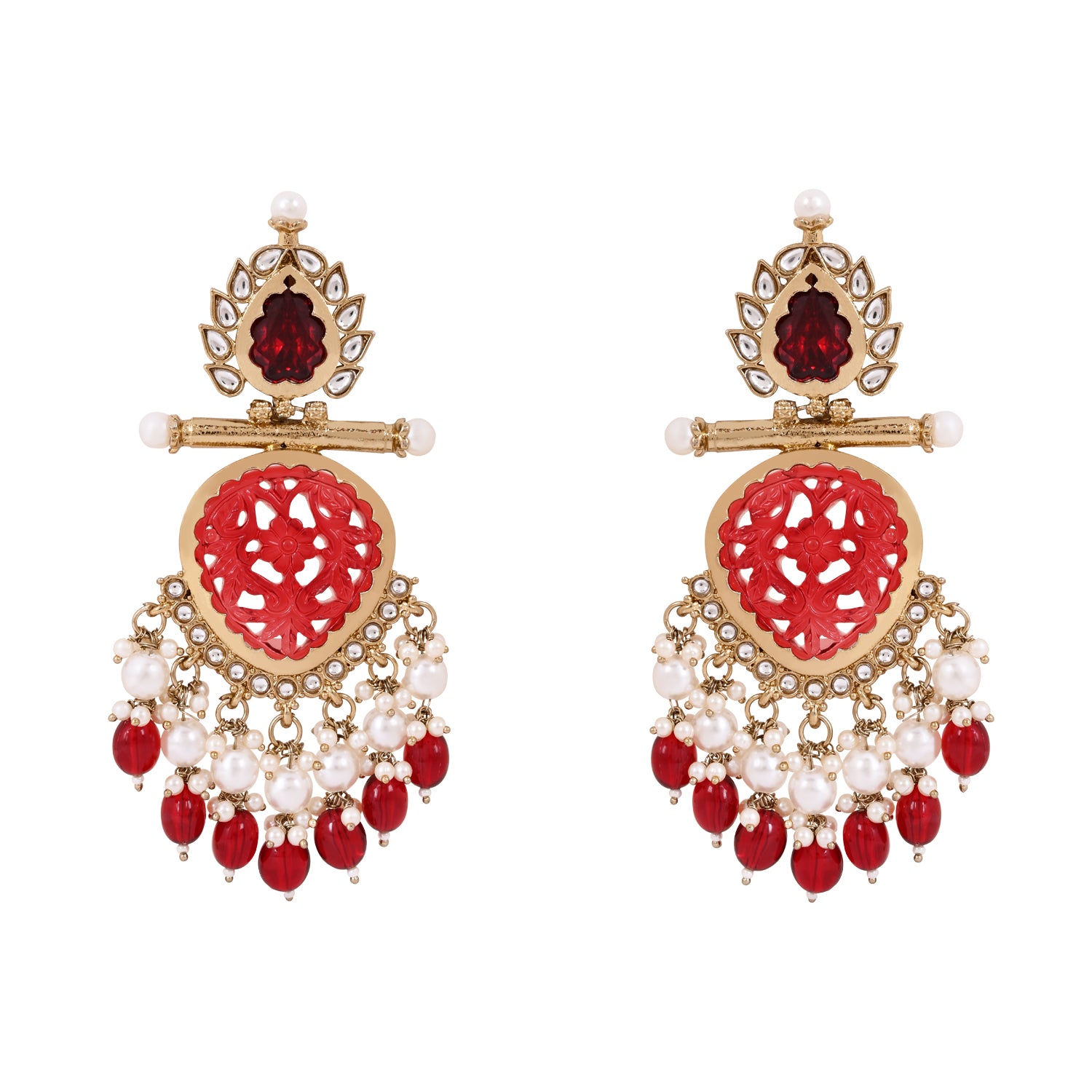 Etnico Traditional Kundan & Pearl Style Dangle Earrings For Women
