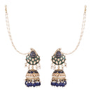 Etnico Gold Plated Traditional Meenakari Jhumka with Ear chain For Women