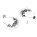 Etnico Traditional Silver Oxidised Dangle Earrings For Women