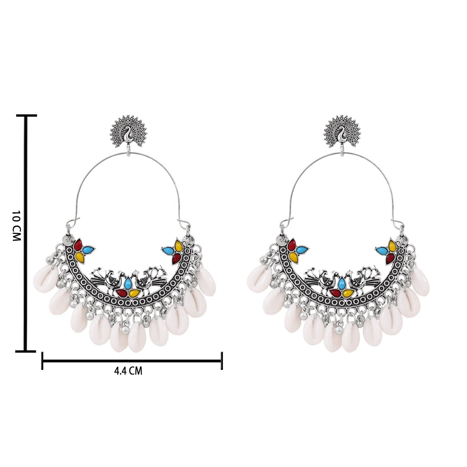 Etnico Traditional Silver Oxidised Dangle Earrings For Women