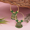 Etnico Gold Plated Traditional Handcrafted Beaded Jhumka Hoop Earrings for Women