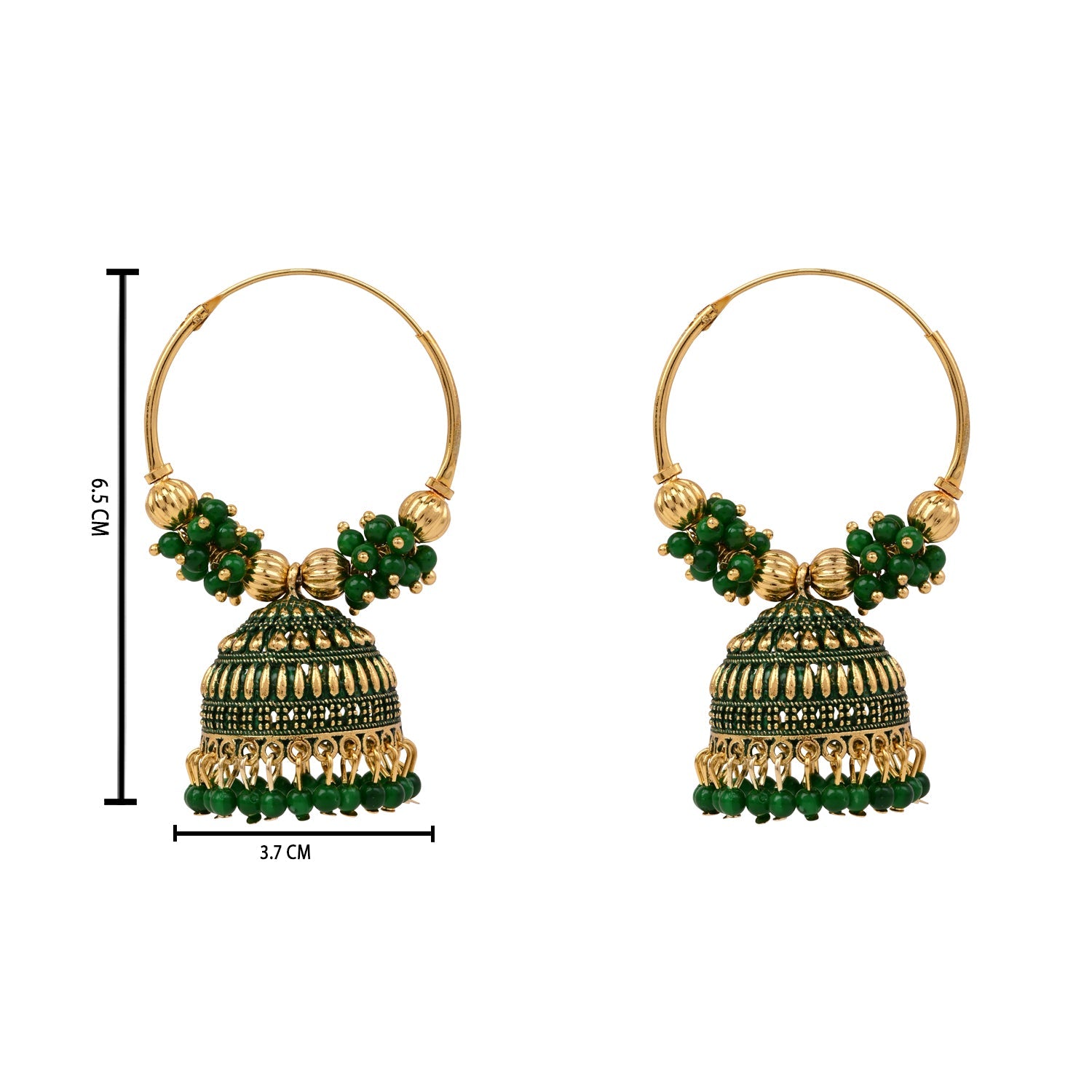 Etnico Gold Plated Traditional Handcrafted Beaded Jhumka Hoop Earrings for Women