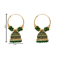 Etnico Gold Plated Traditional Handcrafted Beaded Jhumka Hoop Earrings for Women