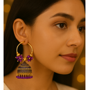 Etnico Gold Plated Traditional Handcrafted Beaded Jhumka Hoop Earrings for Women