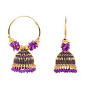 Etnico Gold Plated Traditional Handcrafted Beaded Jhumka Hoop Earrings for Women