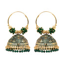 Etnico Gold Plated Handcrafted Floral Beaded Jhumka Hoop Earrings for Women