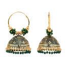 Etnico Gold Plated Handcrafted Floral Beaded Jhumka Hoop Earrings for Women
