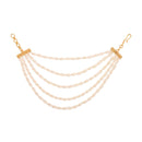 Etnico Gold Plated Traditional Pearl Multi Layered Ear Chain For Women