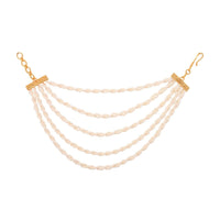 Etnico Gold Plated Traditional Pearl Multi Layered Ear Chain For Women