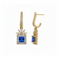 Etnico Gold Plated American Diamond Cubic Zirconia Drop Earrings