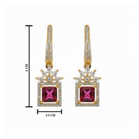 Etnico Gold Plated American Diamond Cubic Zirconia Drop Earrings