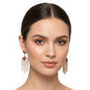 Etnico Rose Gold Plated American Diamond Cubic Zirconia Dangler Earrings 