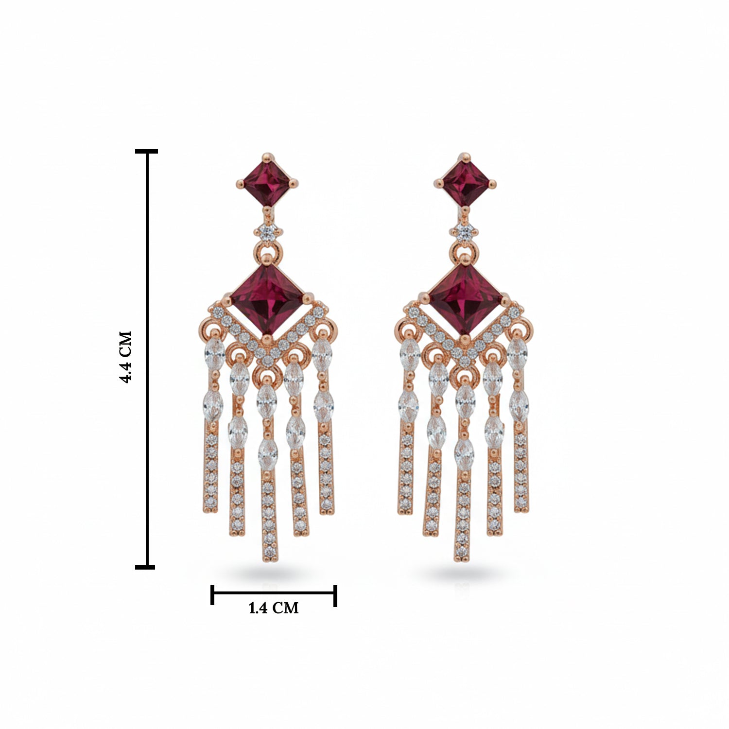 Etnico Rose Gold Plated American Diamond Cubic Zirconia Dangler Earrings