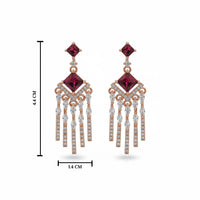 Etnico Rose Gold Plated American Diamond Cubic Zirconia Dangler Earrings