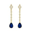 Etnico Gold Plated American Diamond Cubic Zirconia Linear Drop Dangler Earrings