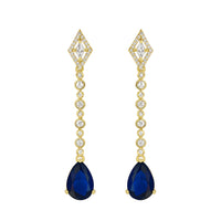 Etnico Gold Plated American Diamond Cubic Zirconia Linear Drop Dangler Earrings