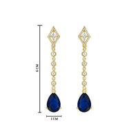Etnico Gold Plated American Diamond Cubic Zirconia Linear Drop Dangler Earrings